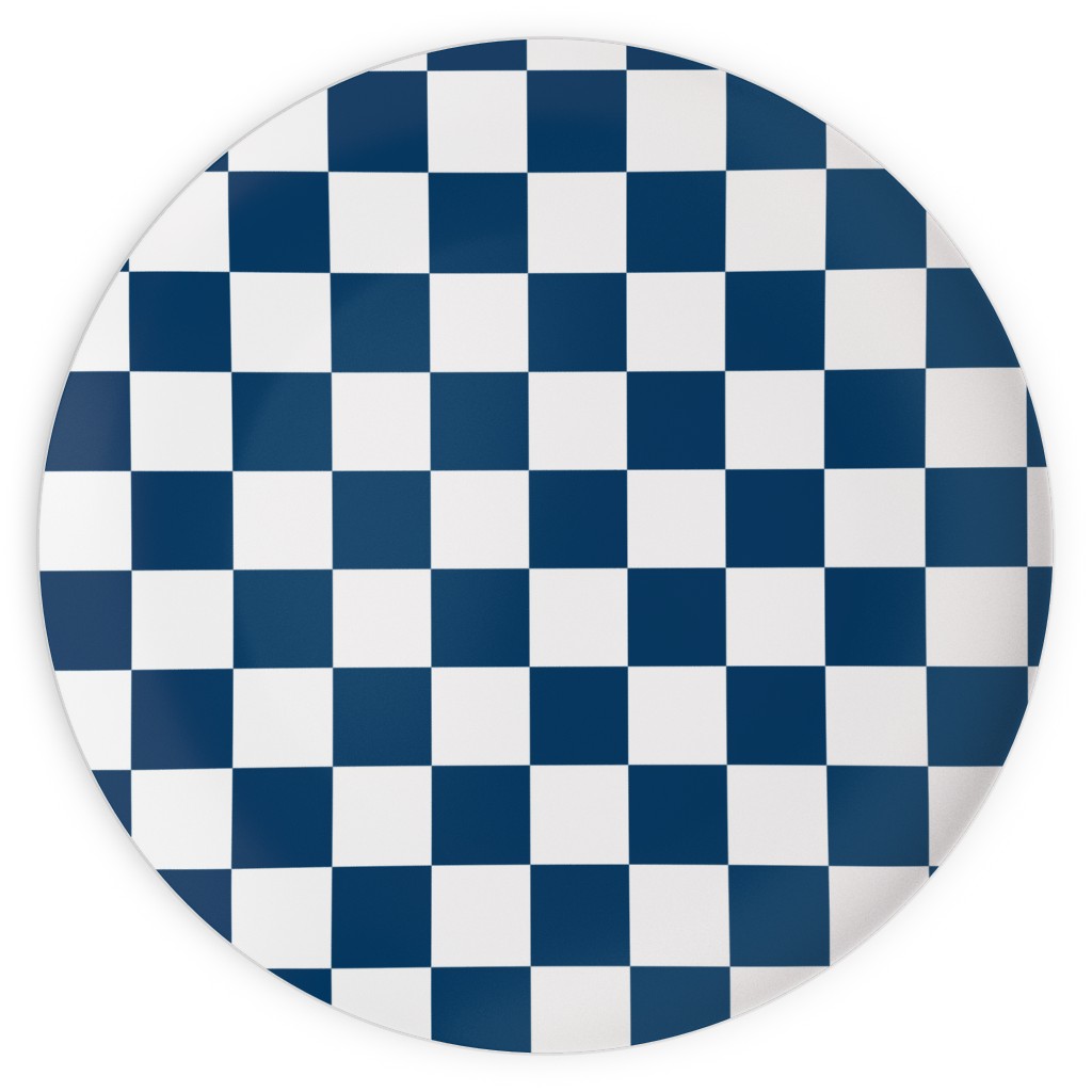 Wonderland Checkerboard - Lonely Angel Blue & White Plates, 10x10, Blue
