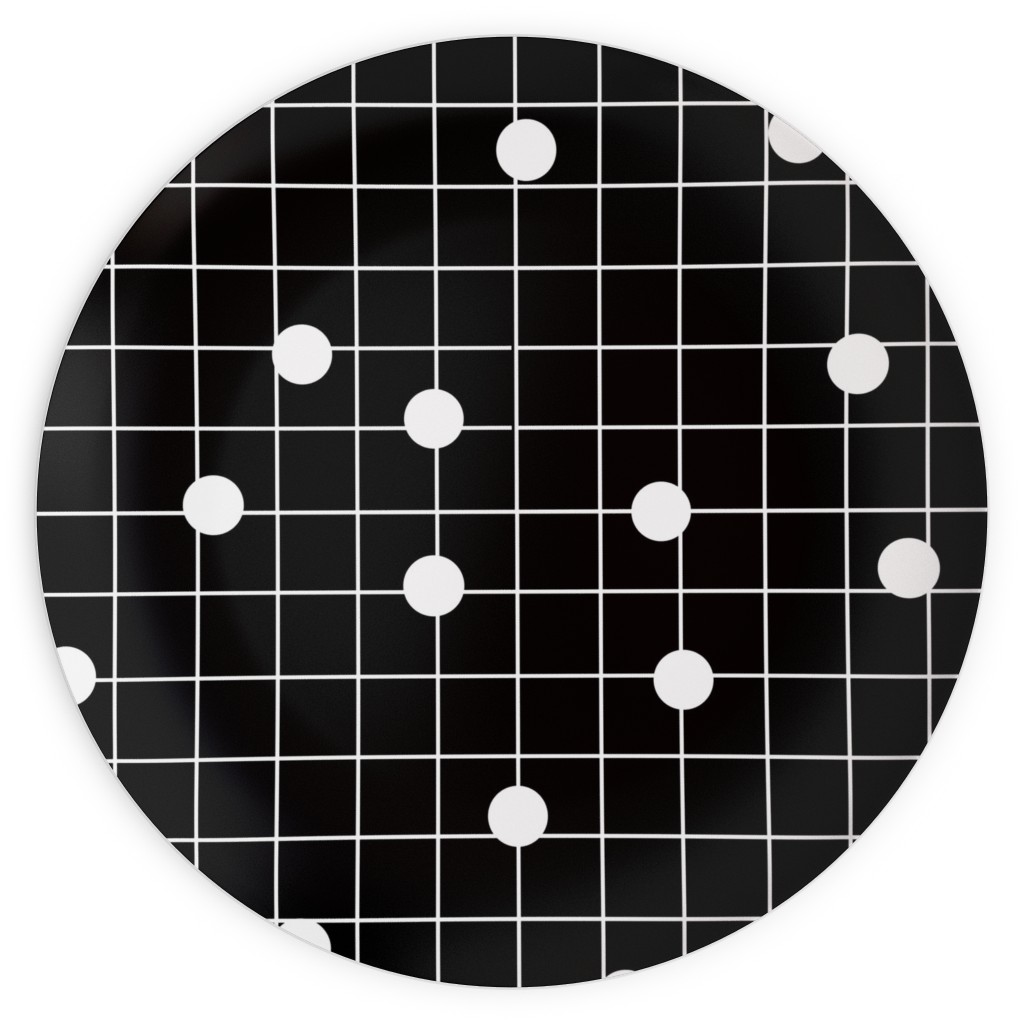 Dot Line - Black and White Plates, 10x10, Black