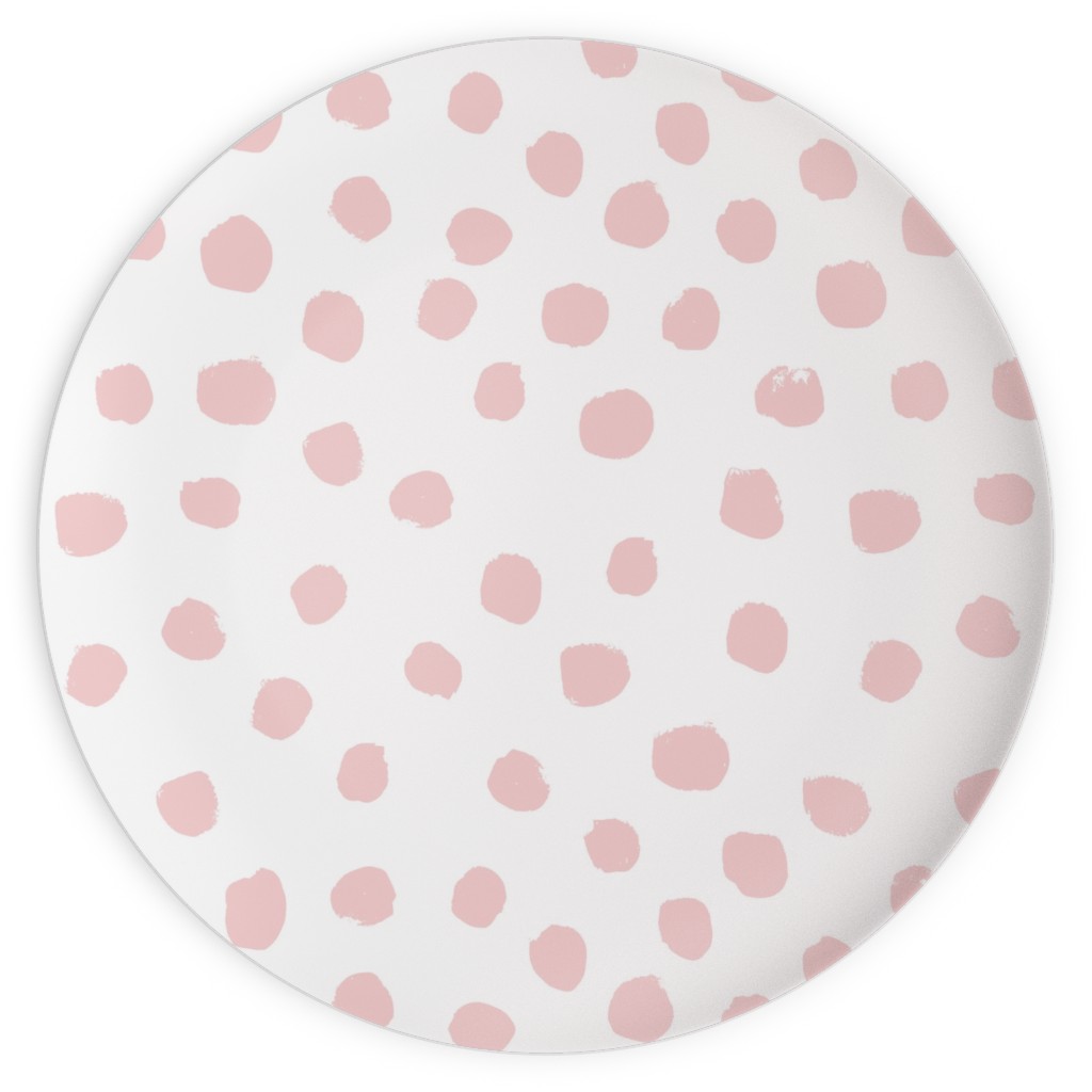 Soft Painted Dots Plates, 10x10, Pink, Pearl