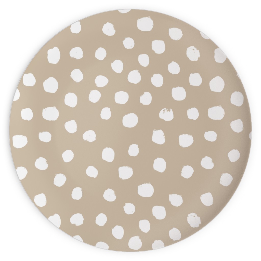Soft Painted Dots Plates, 10x10, Beige