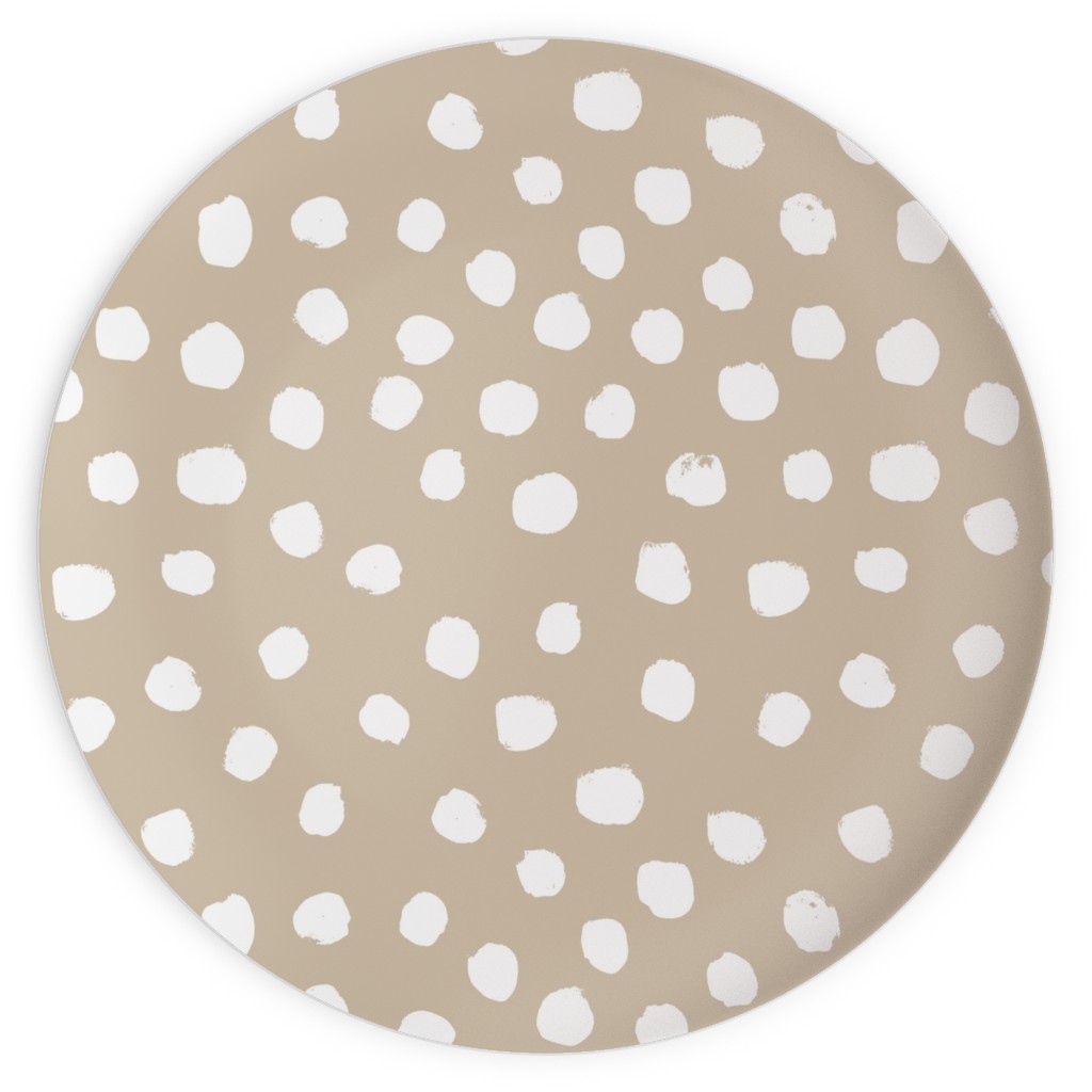 Soft Painted Dots Plates, 10x10, Beige, Alpaca
