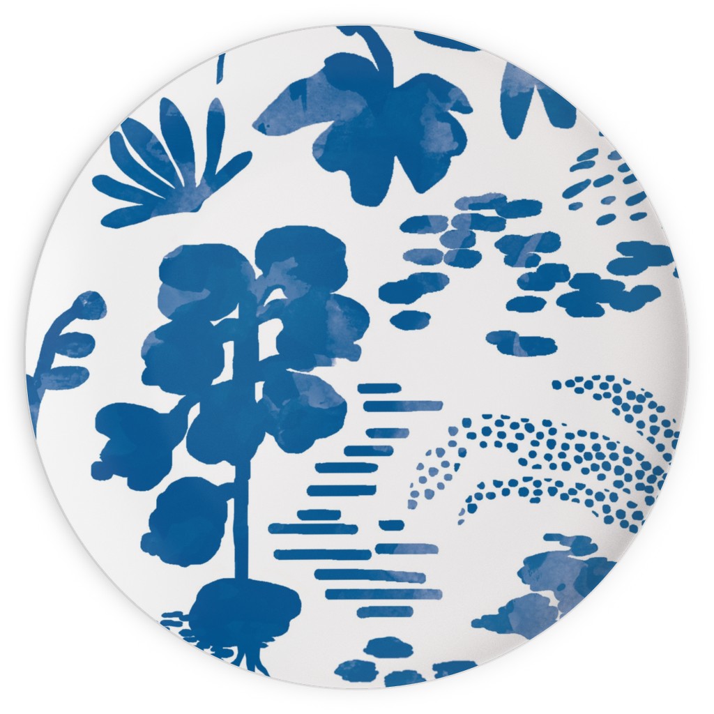 Blue and White Garden Plates, 10x10, Blue