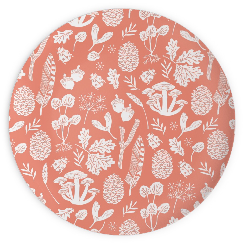Nature Walk Block Print - Pink Plates, 10x10, Pink