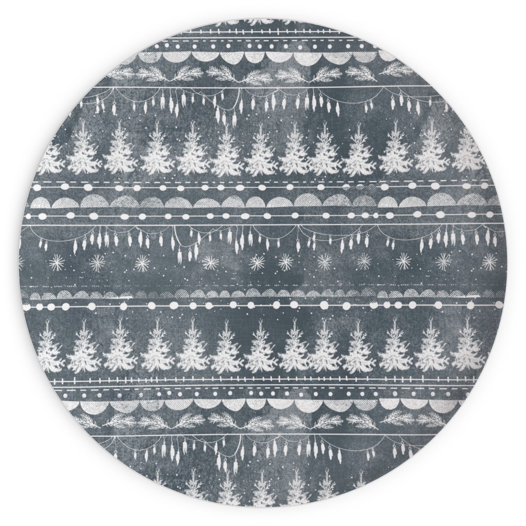 Vintage Christmas Stripe Plates, 10x10, Gray
