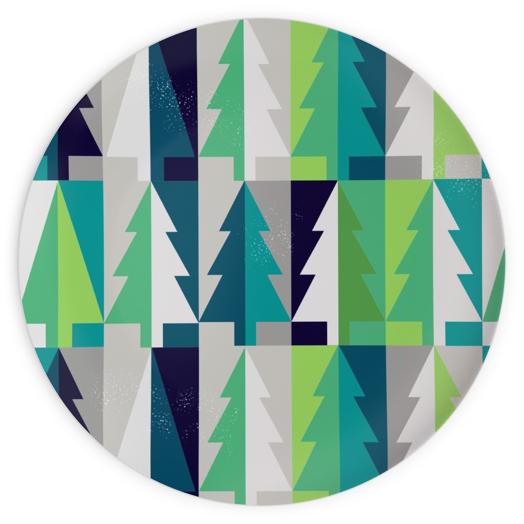 Winter Pine Tree Forest - Green Plates, 10x10, Green