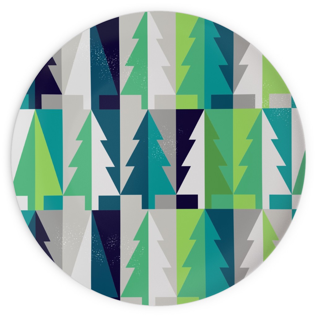 Winter Pine Tree Forest - Green Plates, 10x10, Green, Classic Green
