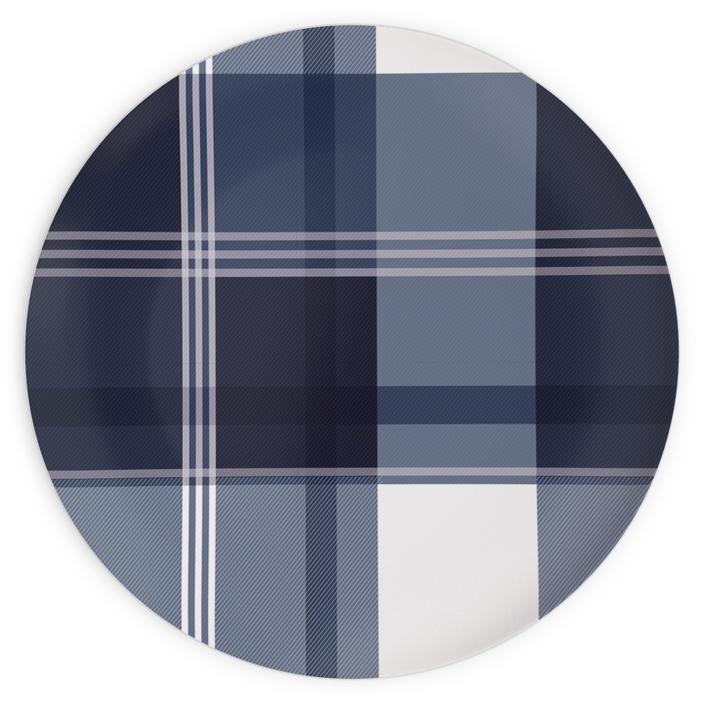 Navy Blue Plaid Plates, 10x10, Blue