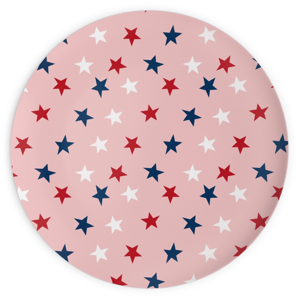 Patriotic Stars Plates, 10x10, Pink, Bright Pink