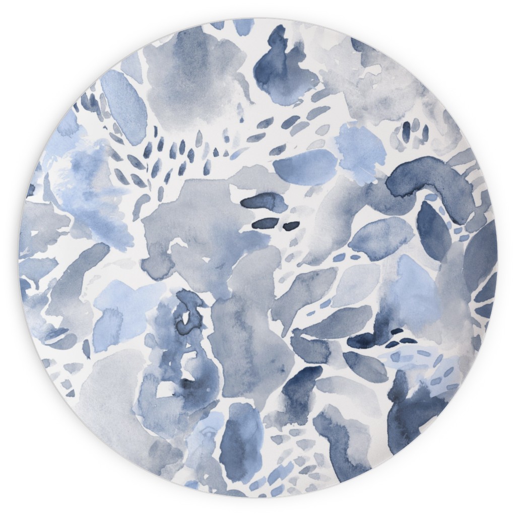 Happy Abstract Watercolor Plates, 10x10, Blue