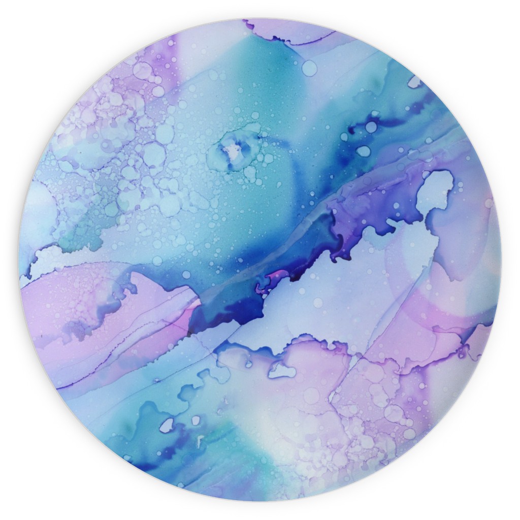 Watercolor Waves - Blue and Purple Plates, 10x10, Blue, True Blue