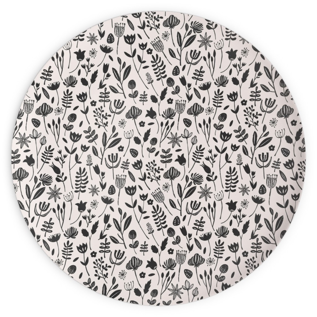 Folk Botanical Print - Neutral Plates, 10x10, Beige, Pearl