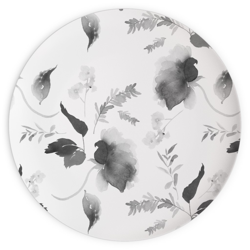Spring Beginning - Black and White Plates, 10x10, White