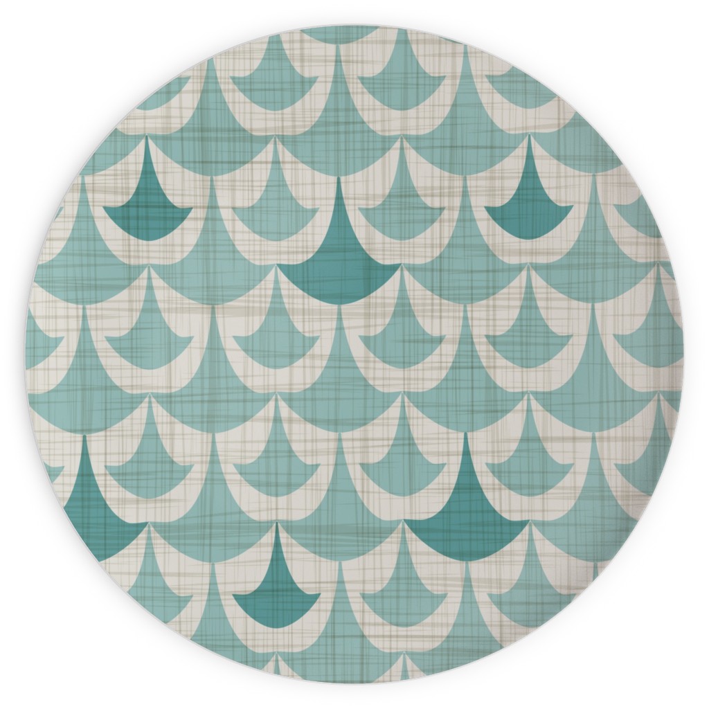 Rhapsody - Beige and Teal Plates, 10x10, Green, Classic Green
