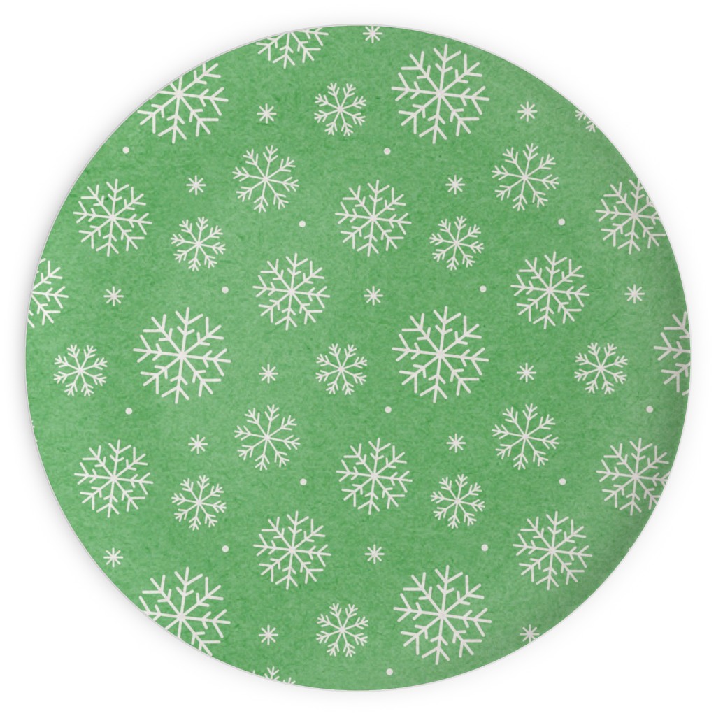 Snowflakes on Mottled Green Plates, 10x10, Green, Classic Green