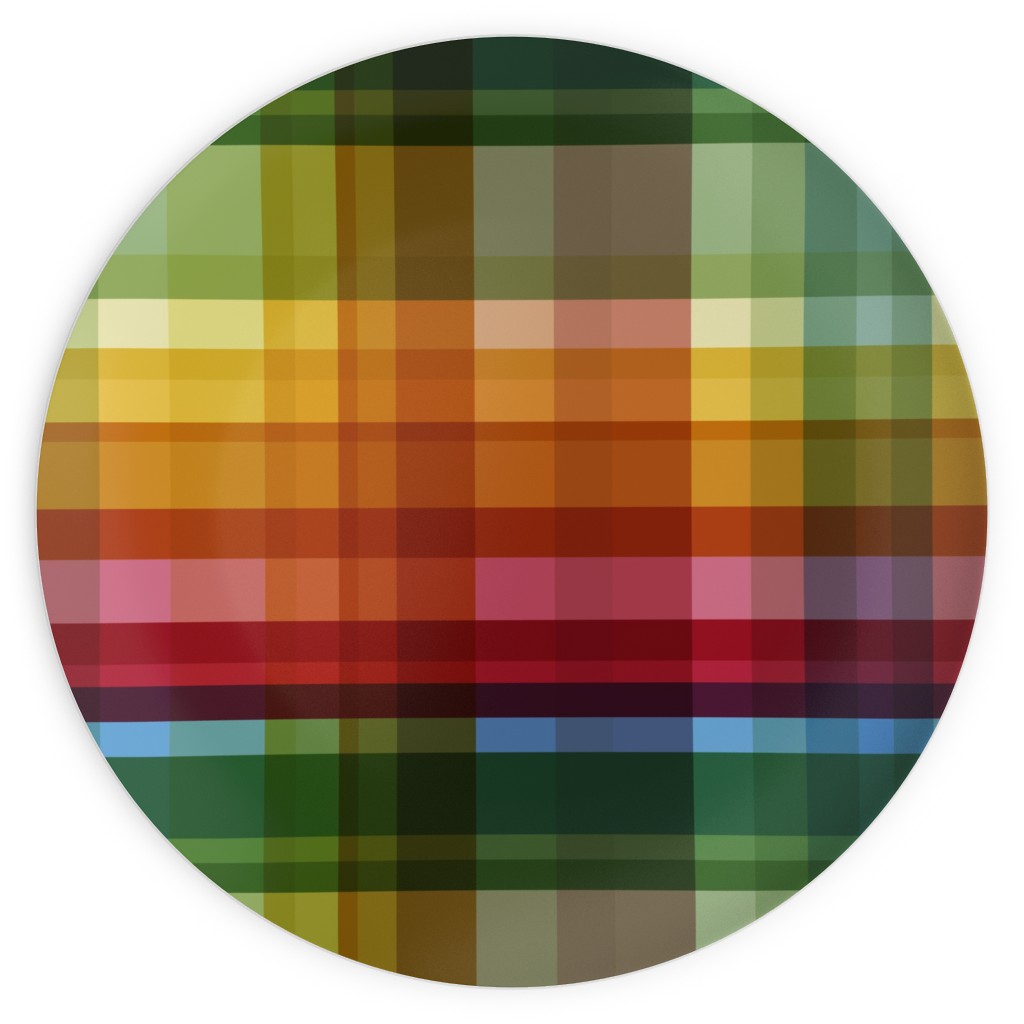 Gingham Rainbow Check Plates, 10x10, Multicolor