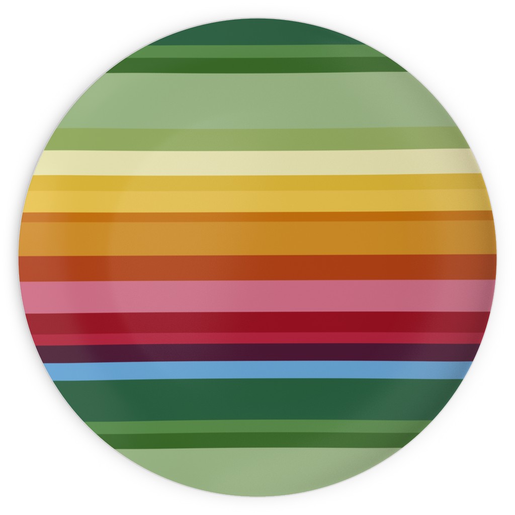 Rainbow Stripe Plates, 10x10, Multicolor