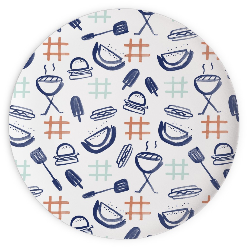 Summer Cookout Plates, 10x10, Blue