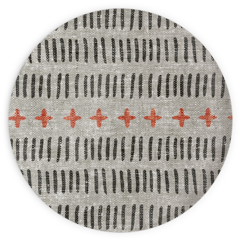 Modern Farmhouse Dash - Multi on Beige Plates, 10x10, Gray