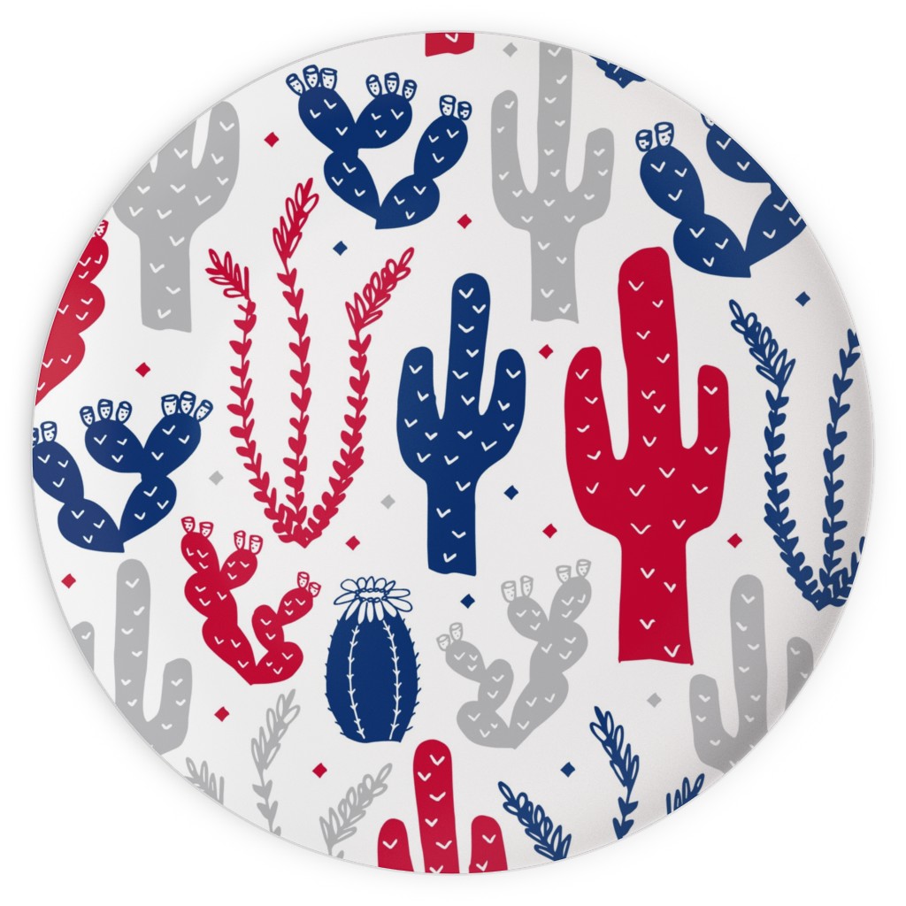 Arizona Backyard Red, White and Blue Plates, 10x10, Multicolor