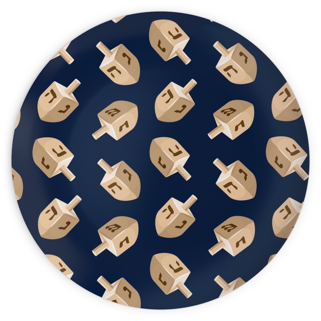 Dreidels Plates, 10x10, Blue, Park Night