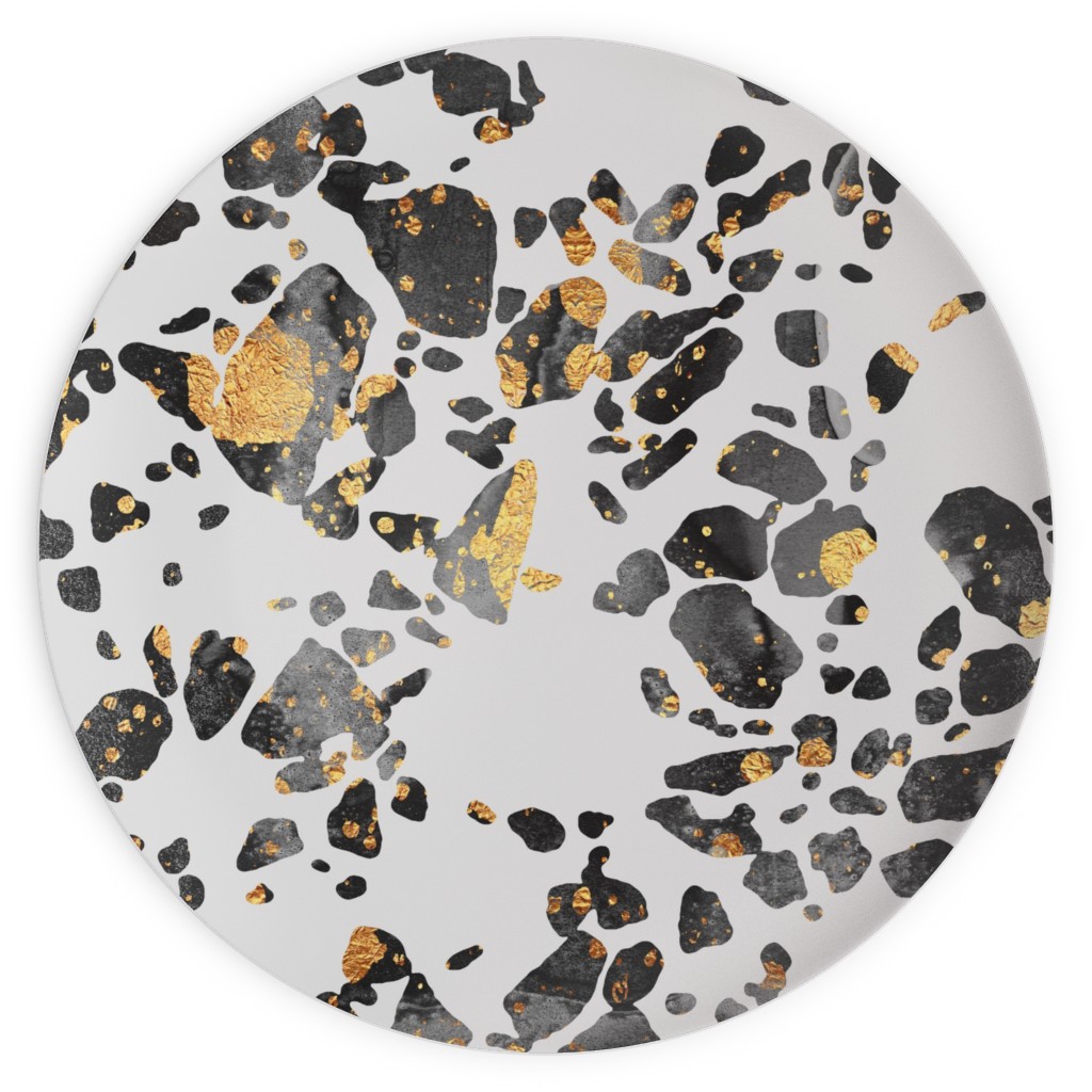 Gold Speckled Terrazzo Plates, 10x10, Black