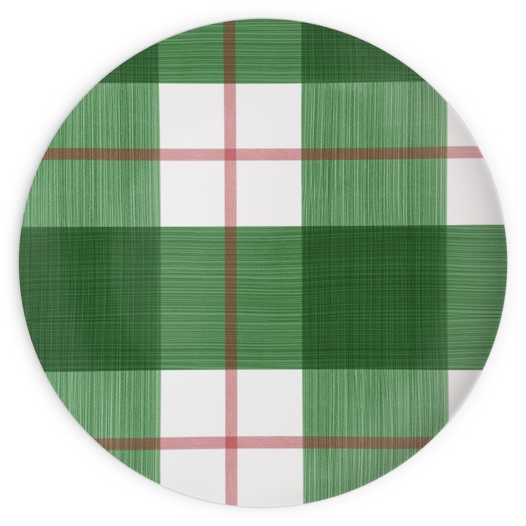 Double Plaid Plates, 10x10, Green
