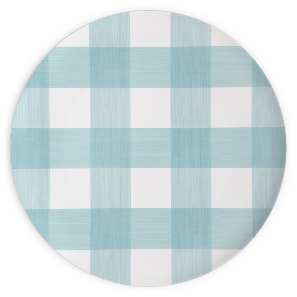 Cross Hatch Plaid Plates, 10x10, Blue, Oasis