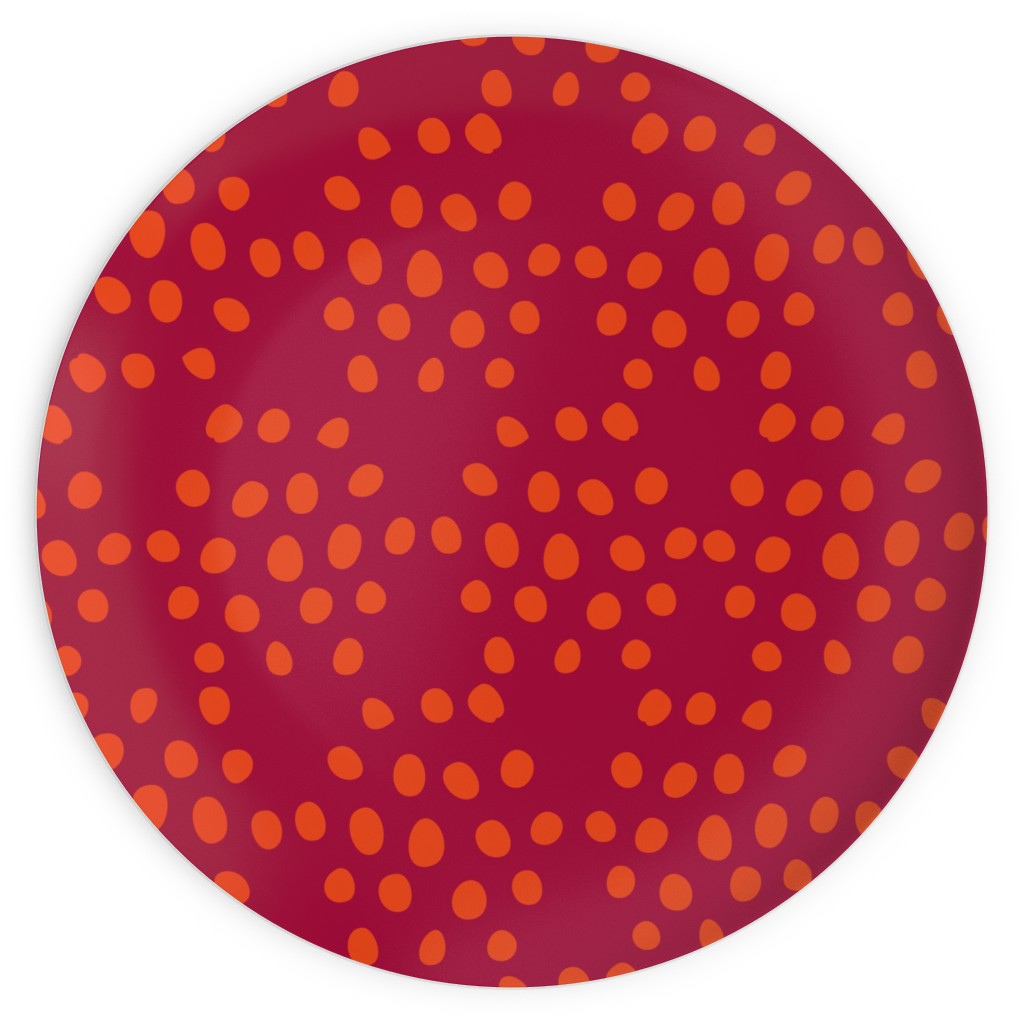 Hexagon Dots - Red and Orange Plates, 10x10, Red