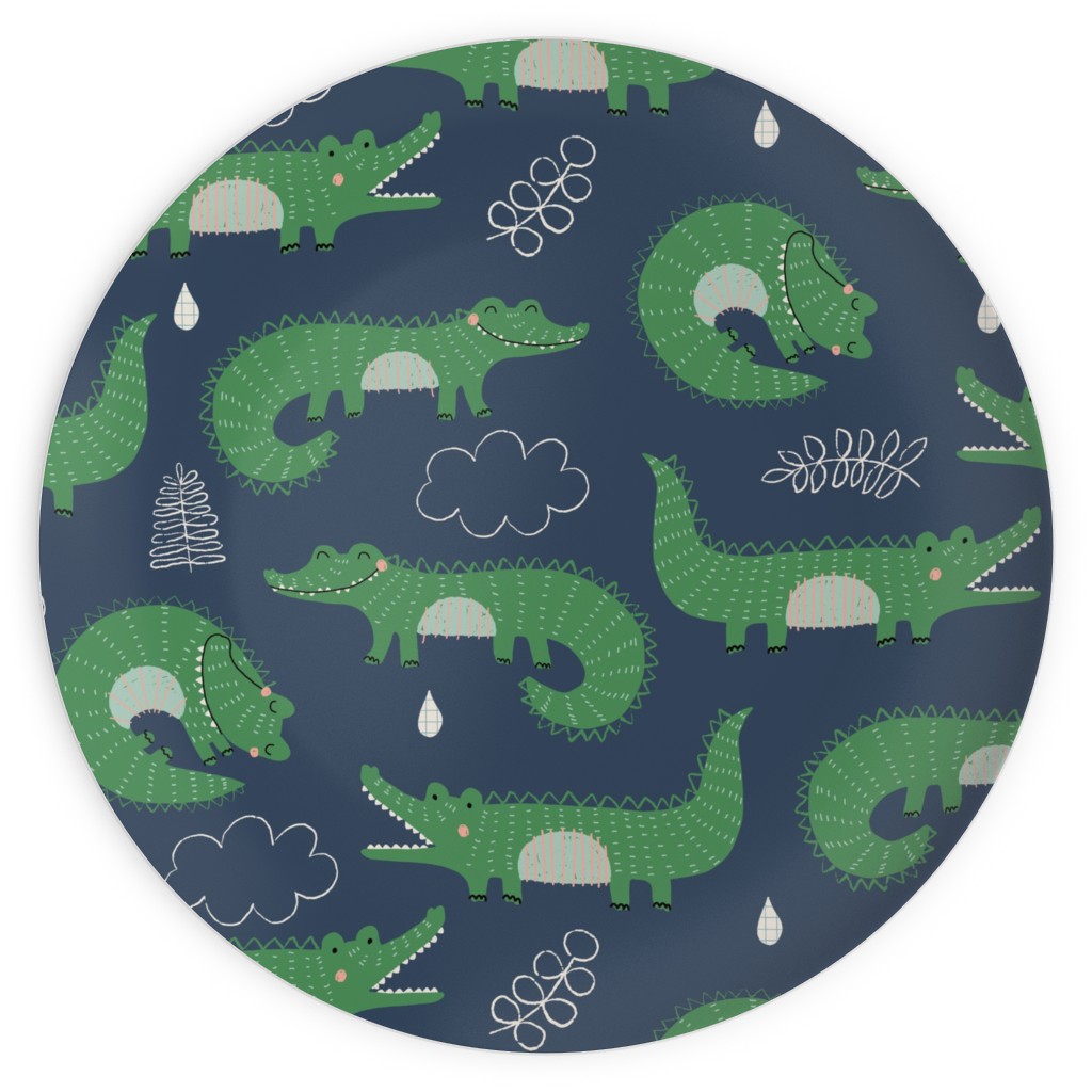Cute Alligators - Green Plates, 10x10, Green