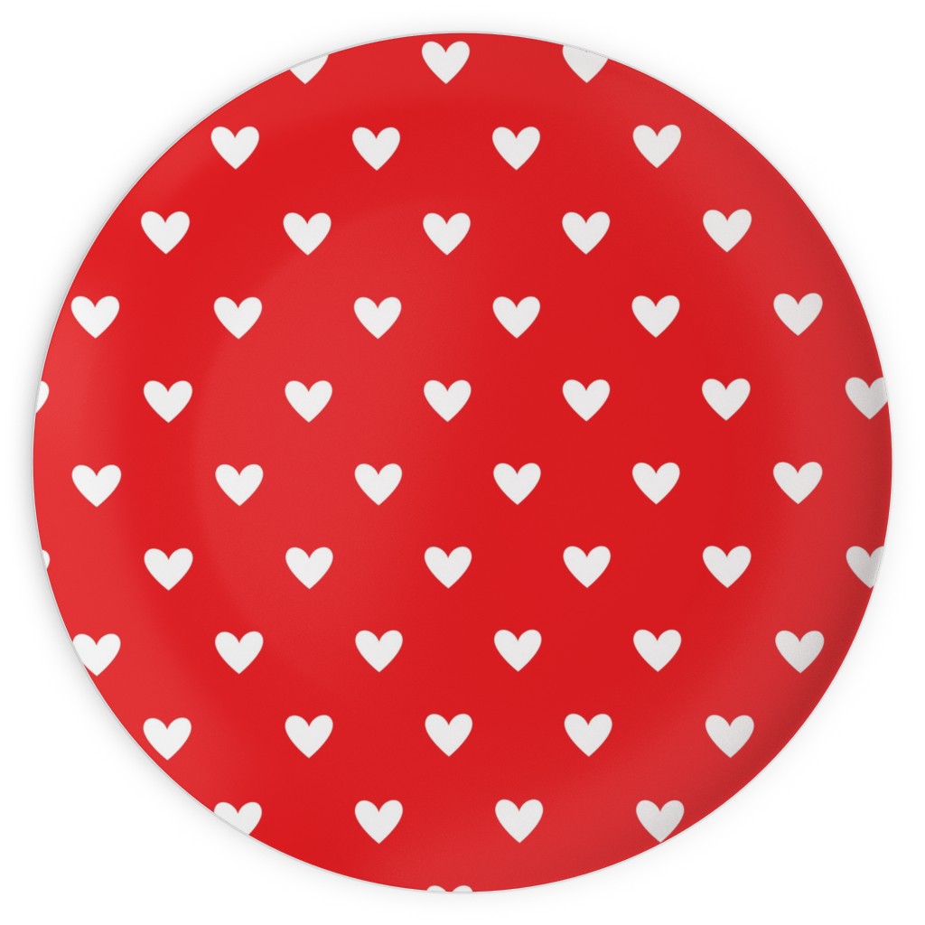 Love Hearts - Red Plates, 10x10, Red