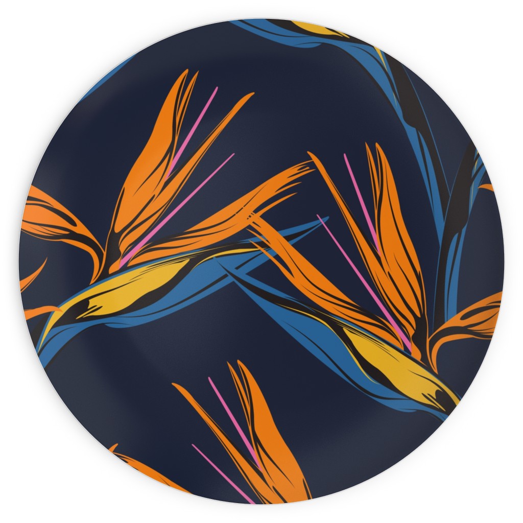 Bird of Paradise Plates, 10x10, Blue, Silhouette