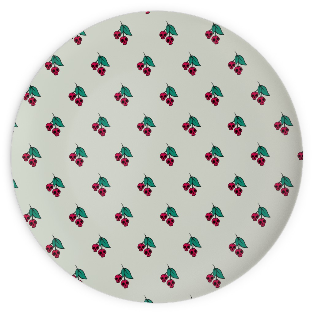 Skull Cherries Plates, 10x10, Multicolor