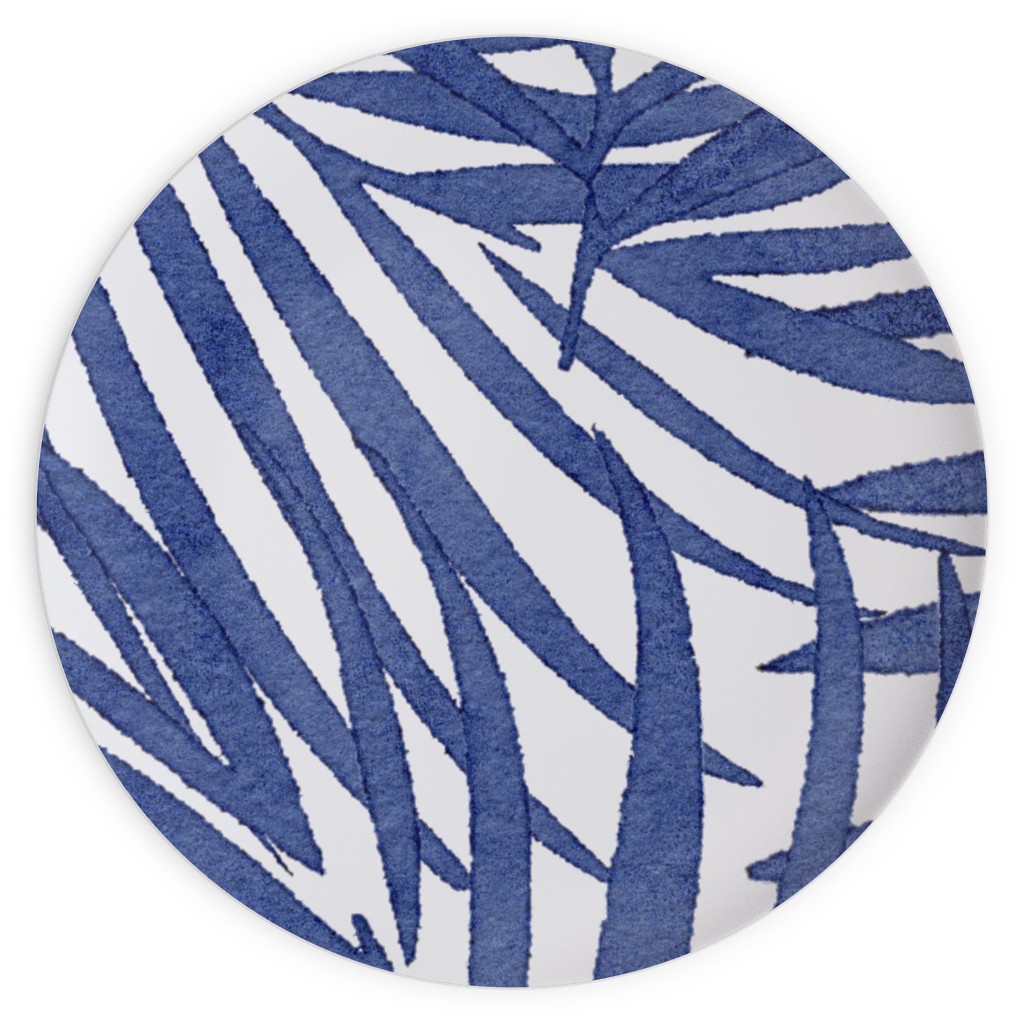 Watercolor Fronds - Cobalt Plates, 10x10, Blue, True Blue