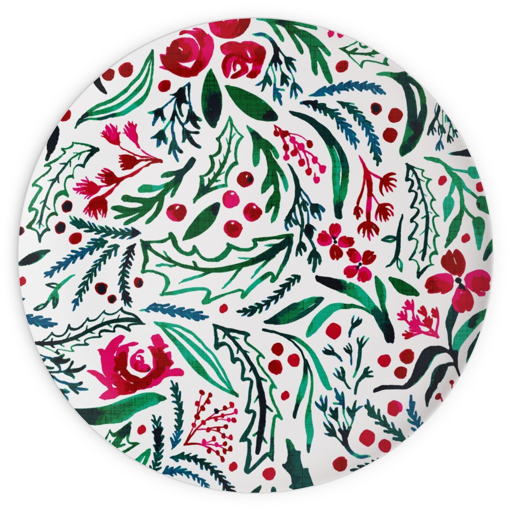 Noel Collection - Loose Floral Plates, 10x10, Multicolor