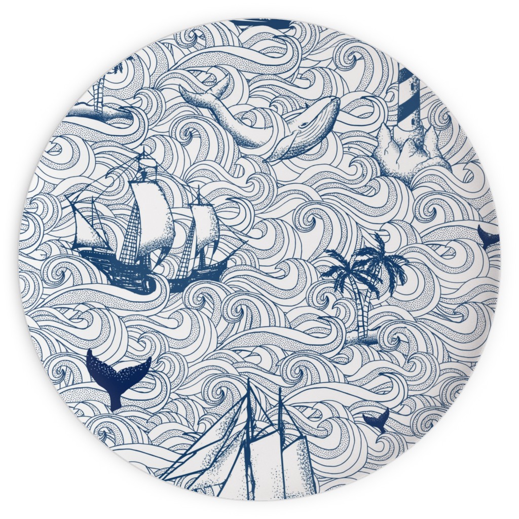 Vintage Nautical Journey Plates, 10x10, Blue