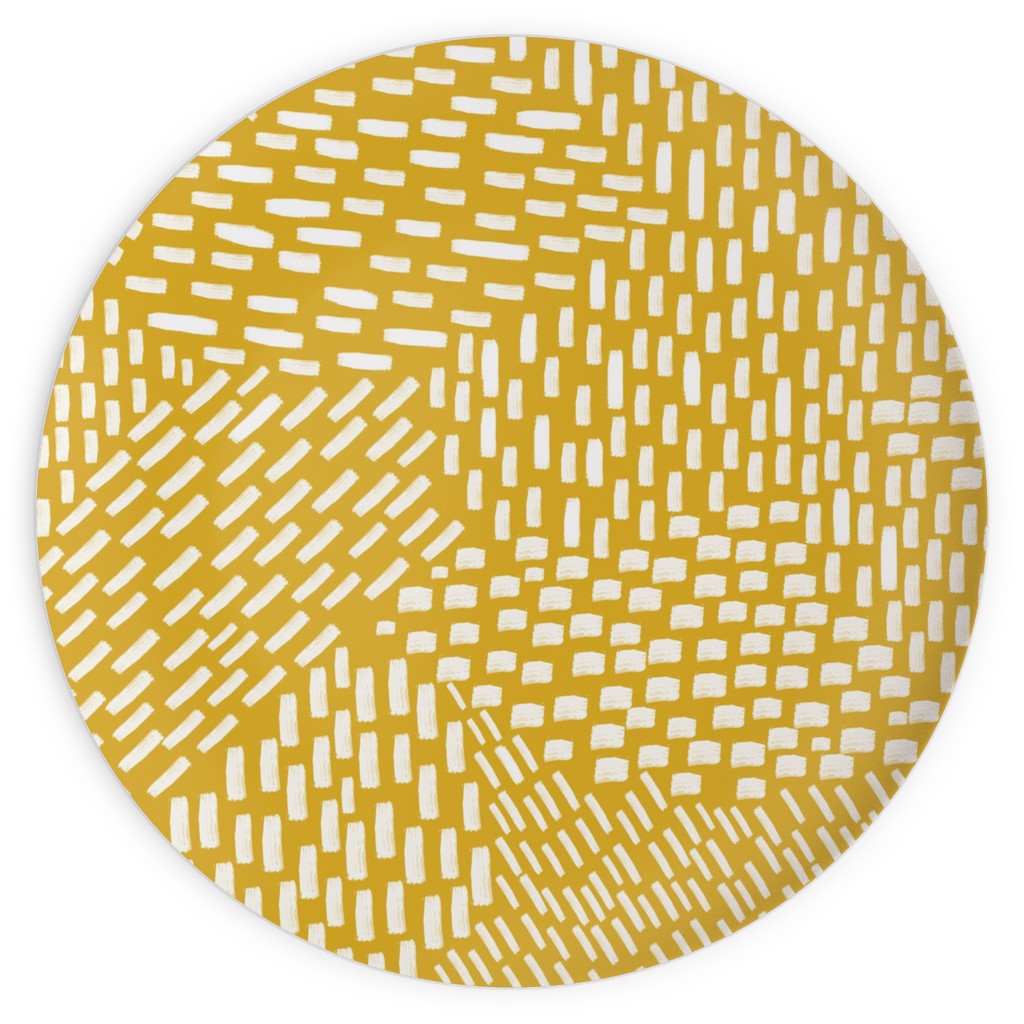 Abstract Brushstrokes Plates, 10x10, Yellow, Marigold