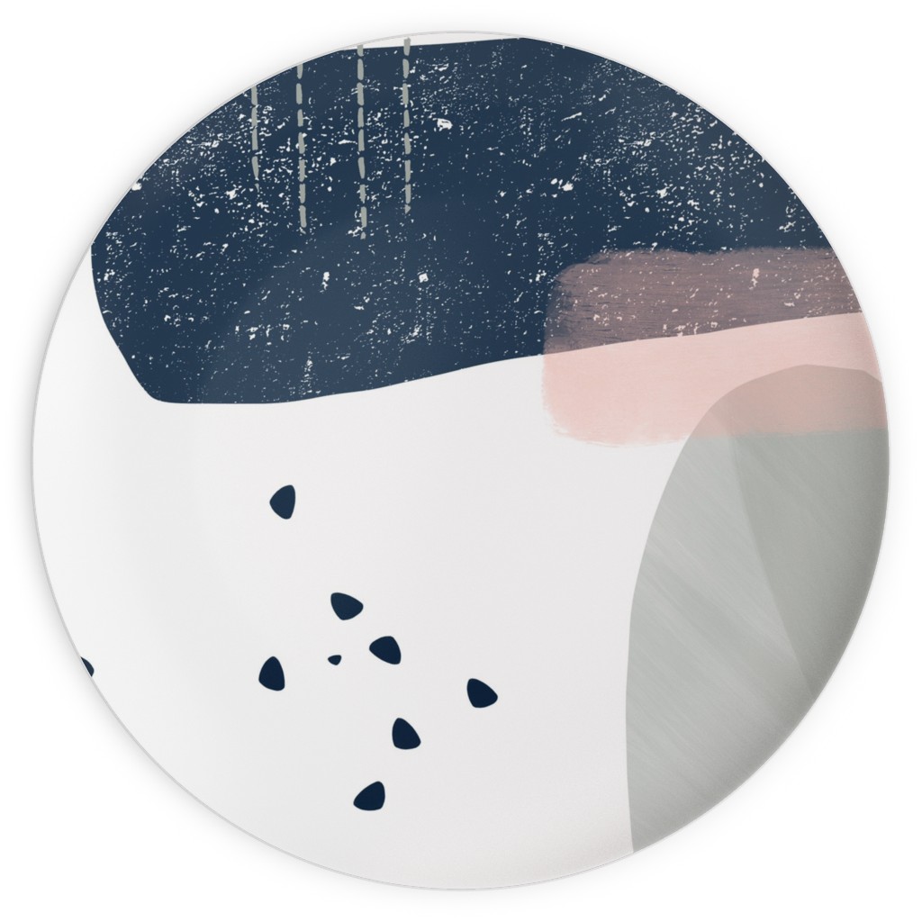 Abstract Minima - Multi on White Plates, 10x10, Multicolor