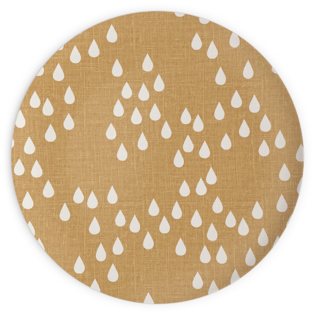 Scattered Rain Drops - Mustard Yellow Plates, 10x10, Yellow