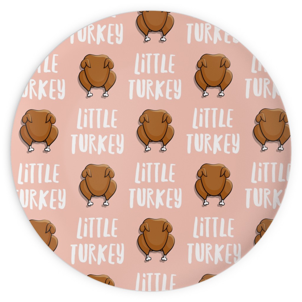 Little Turkey Thanksgiving Plates, 10x10, Pink