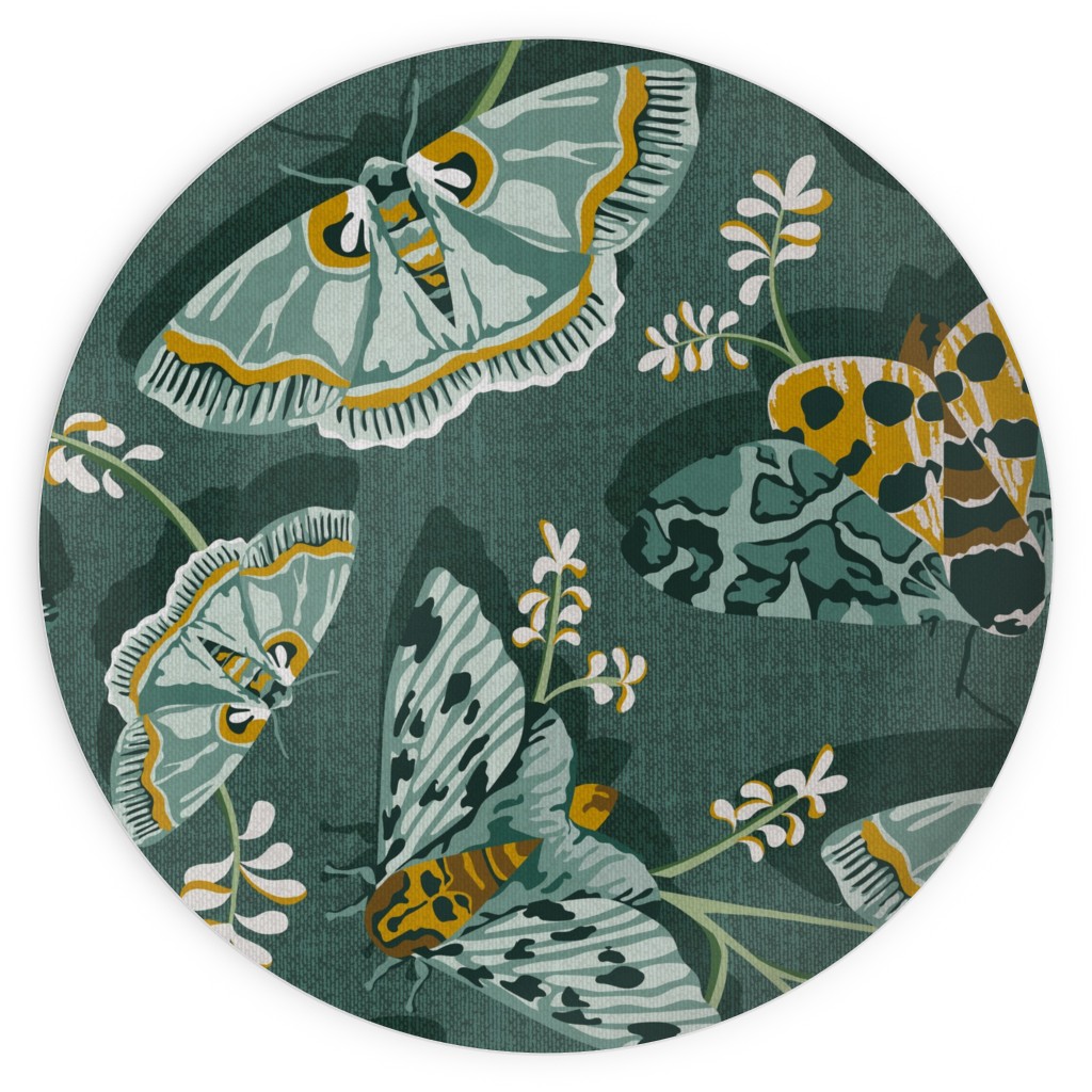 Gathering Moths - Green Plates, 10x10, Green