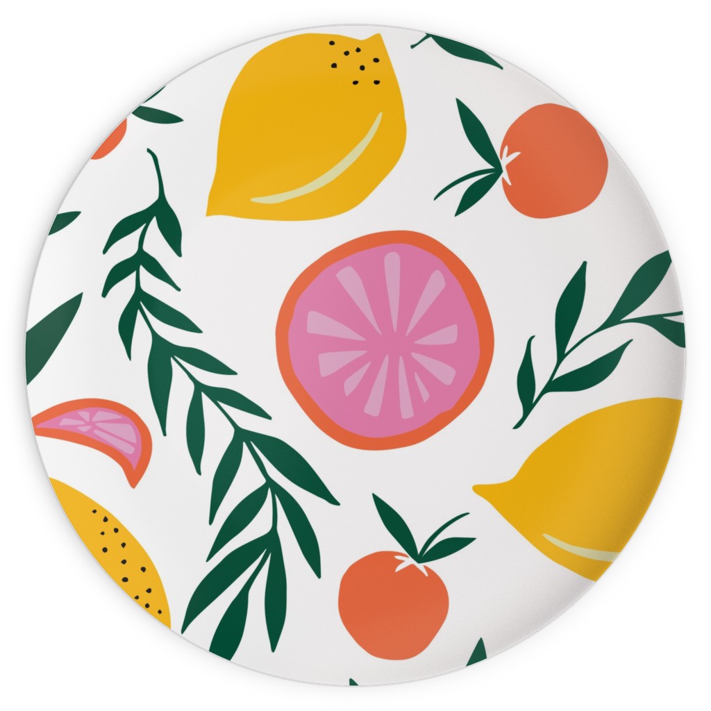 Citrus Grove - Pink and Yellow Plates, 10x10, Pink