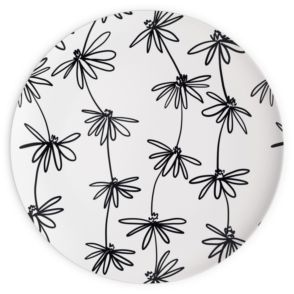 Daisy Chain - Black and White Plates, 10x10, White, White
