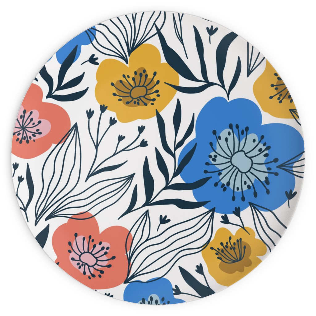 Colorful Flowers - Multi Plates, 10x10, Multicolor