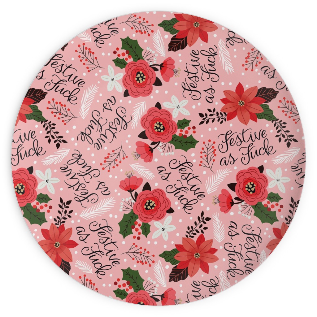 Festive Af Plates, 10x10, Pink