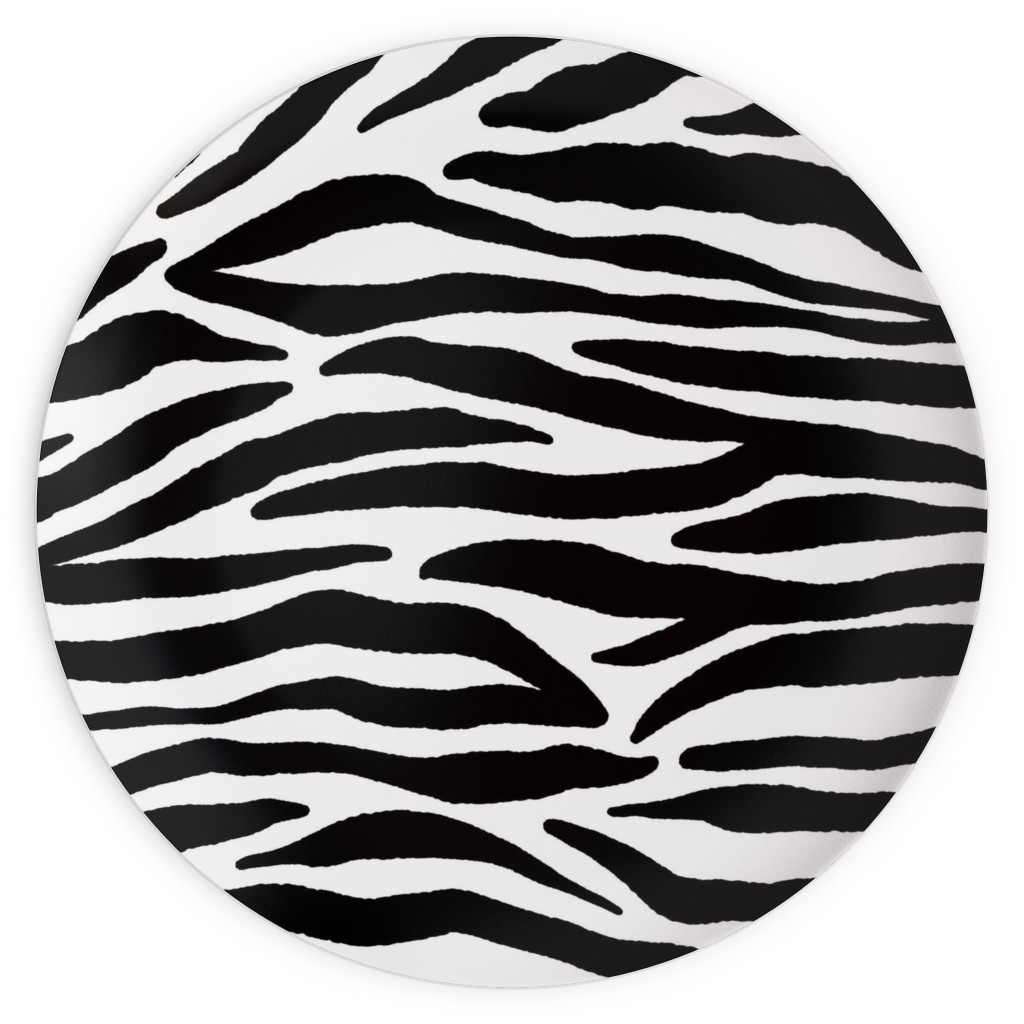 Zebra Print - Black and White Plates, 10x10, Black