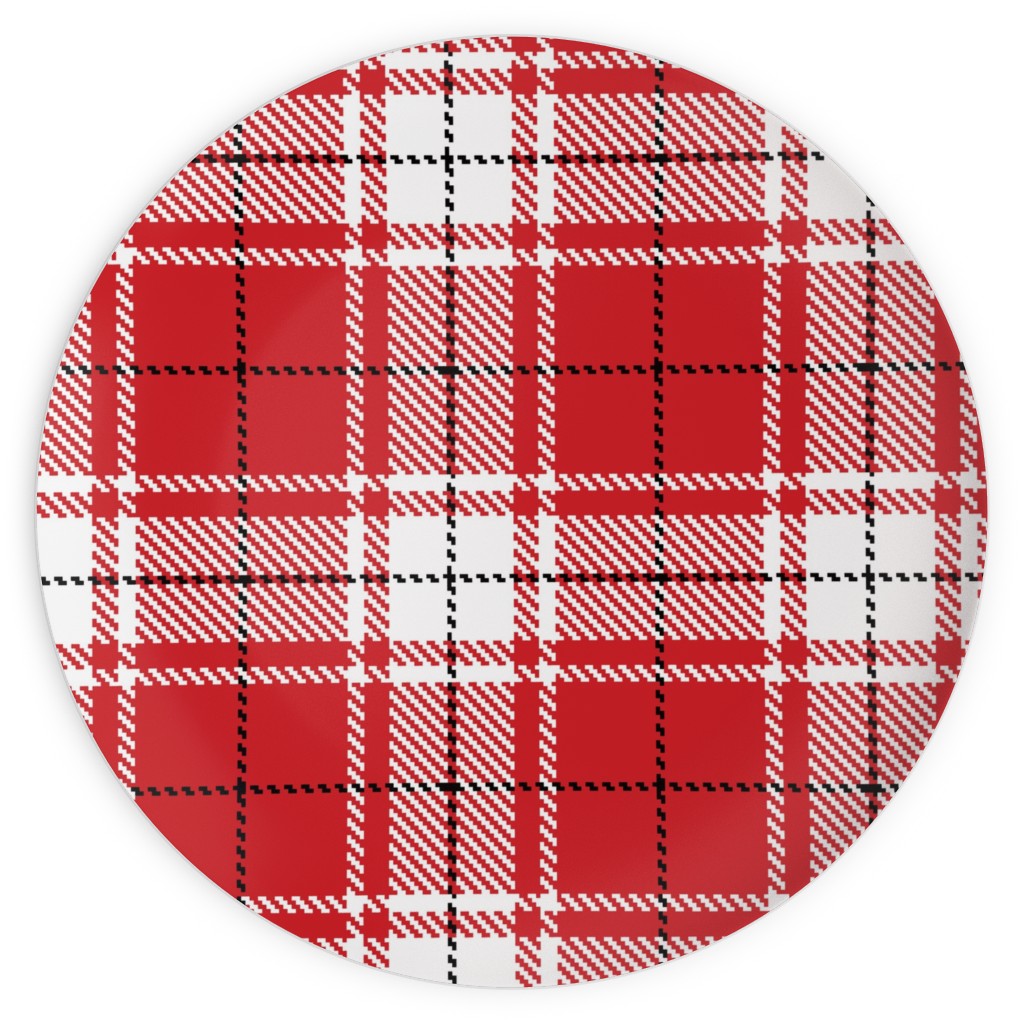 Tartan - White and Red Plates, 10x10, Red