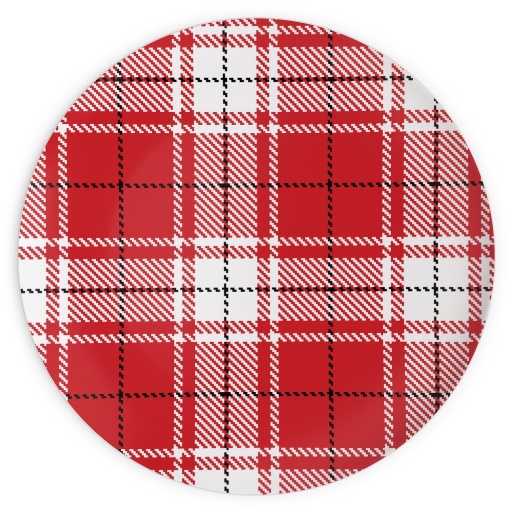 Tartan - White and Red Plates, 10x10, Red