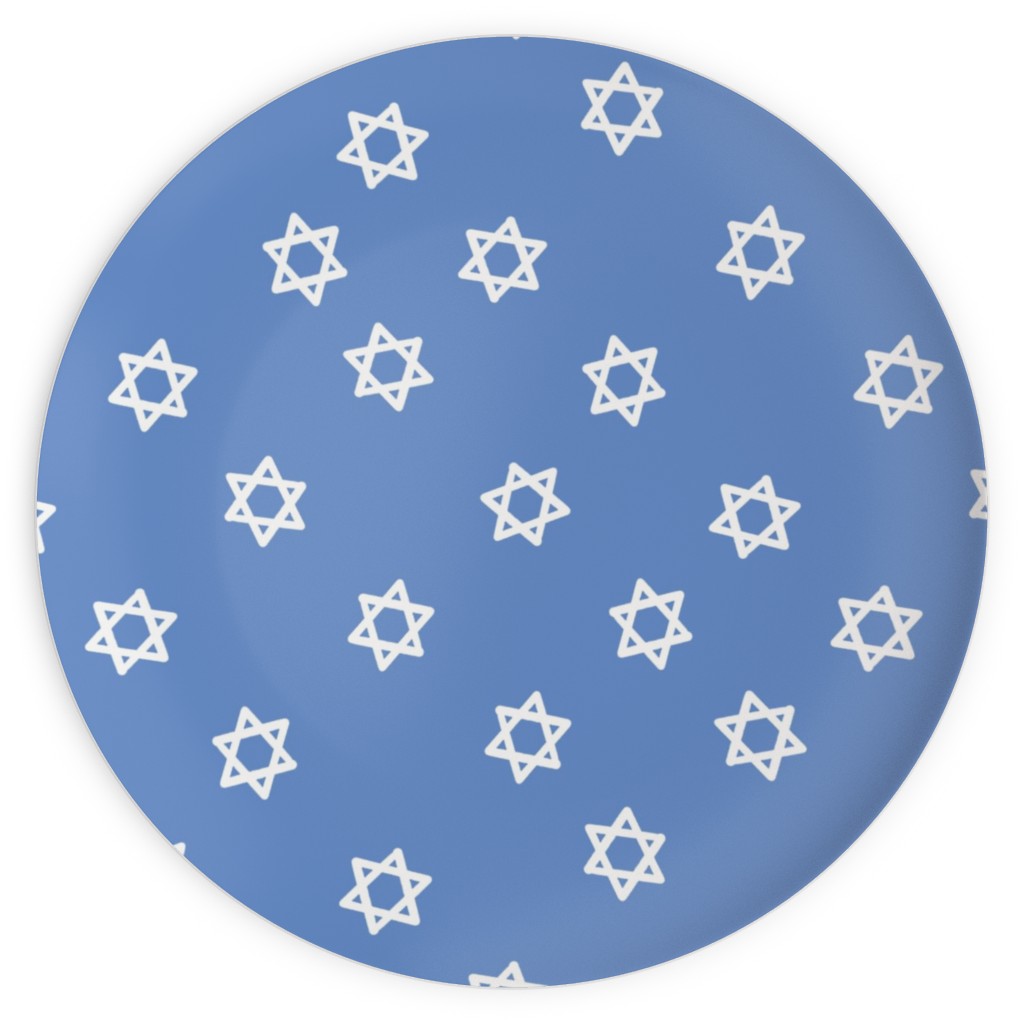 Star of David - White & Blue Plates, 10x10, Blue