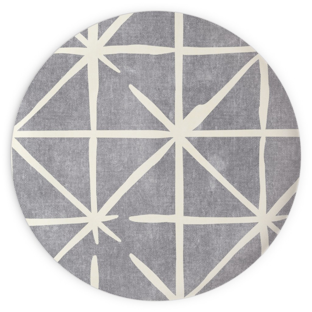 Geometric Triangles - Distressed - Grey Plates, 10x10, Gray, Gray