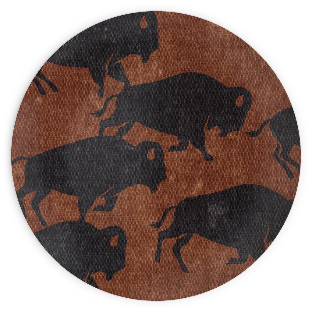Bison Stampede - Inkwell on Brandywine Plates, 10x10, Brown